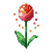 Abstract tulip with pixel style illustration digital floral art vector