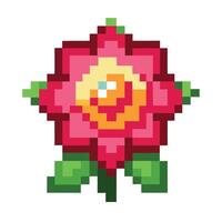 Abstract blossom with pixelated edges illustration digital floral art vector
