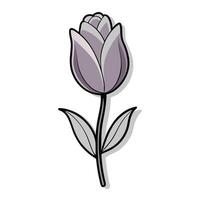 Modern shadowed outline tulip showcasing its subtle depth in illustration vector