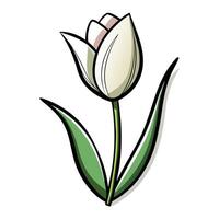 Abstract shadowed outline tulip with a gentle depth effect in art vector