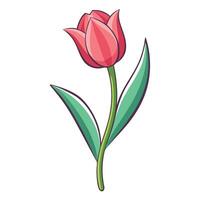 Unique shadowed outline tulip highlighting its soft depth effect in graphic vector