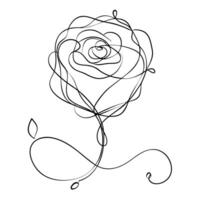 Modern single line infinity rose showcasing its unbroken flowing design in illustration vector