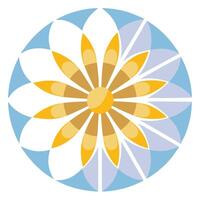 Abstract sliced bloom daisy with unique pie-like sections in art vector