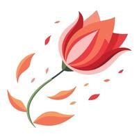 Abstract wind swept petal flower with a dynamic flowing motion in art vector
