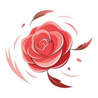 Elegant windswept camellia featuring its stylized stroke texture in design vector