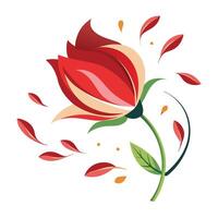Modern wind swept petal flower showcasing its gentle swaying motion in illustration vector