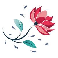 Unique wind swept petal flower highlighting its flowing petal design in graphic vector