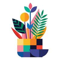 Abstract Art Planter Bold Color Blocks vector