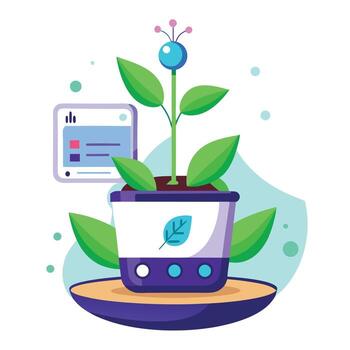 digital monitor demostración planta estado ai revisado plantador vector