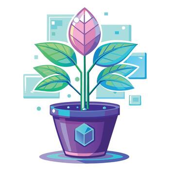 Digital Holographic Leaf Display AI Designed Planter vector