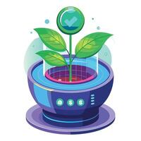 Holographic Growth Display AI Controlled Smart Planter vector