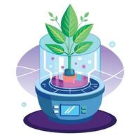 AI Controlled Smart Planter Holographic Growth Display vector