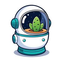 Creative Design Astronaut Helmet Planter Tiny Cactus Inside vector