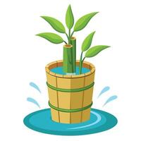 Bamboo Hollow Planter Water Flowing Through Innovative Design vector