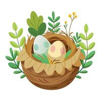 Eggs And Greenery Bird's Nest Planter A Natural Design vector