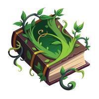 Vines Crawling Out Of Pages Book Of Spells Planter Isolated on white background vector