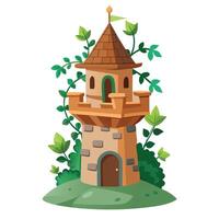 Castle Tower Planter With Climbing Ivy Design vector