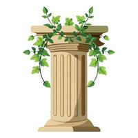 Charming Greek Column Planter Featuring Ivy Wrapping vector