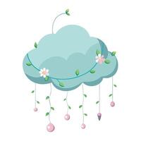 Creative Cloud Swing Planter With Tiny Hanging Vines Design vector