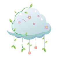 Charming Cloud Swing Planter Featuring Tiny Hanging Vines vector