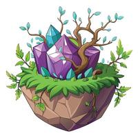 Creative Crystal Geode Planter With Enchanted Vines Emerging From The Crystals Design vector