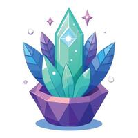 Elegant Crystal Planter With Sparkling Plants vector