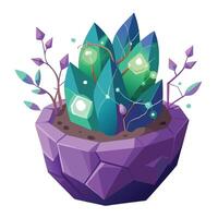Elegant Geode Planter With Sparkling Vines And Details vector