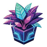Exciting Neon Planter With Bioluminescent Elements vector