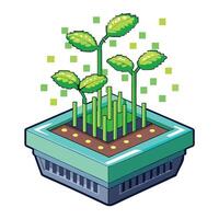 Creative Dot Matrix Planter With Vibrant Sprouts vector