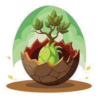 Enchanting Dragon Egg Planter With Tiny Tree Inside vector