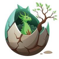 Delightful Dragon Egg Planter Holding A Tiny Tree vector