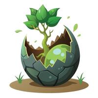 Unique Dragon Egg Planter Featuring A Tiny Tree vector