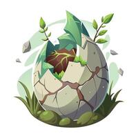 Charming Dragon Egg Planter With Magical Tiny Leaves vector