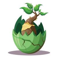 Creative Dragon Egg Planter With Tiny Tree Emerging vector