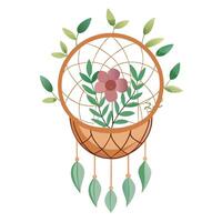 Beautiful Dreamcatcher Planter Featuring Cascading Vines vector