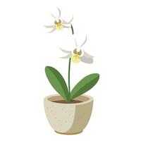 Orchid Flower In Textured Stone Pot With Unique Design vector