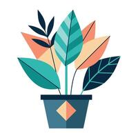 Stylish Abstract Planter With Unique Asymmetrical Leaves vector