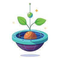 Charming Circular Planter With Suspended Tiny Sprout vector