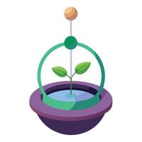 Elegant Floating Planter Featuring A Tiny Sprout vector