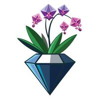 Elegant Floating Planter With Small Orchid Varieties vector