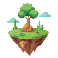 Charming Floating Island Planter With A Tiny Tree vector