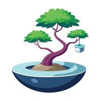 Innovative Magnetic Planter With Floating Bonsai Tree vector