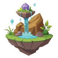 Creative Rock Planter With Cascading Waterfall vector