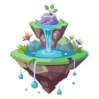Charming Rock Planter With A Waterfall Feature vector