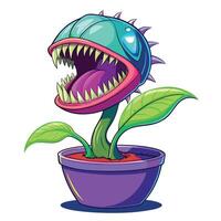 Whimsical Venus Flytrap In A Sci-Fi Planter Design vector