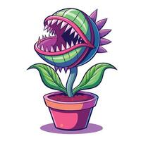 Quirky Venus Flytrap In A Creative Sci-Fi Planter vector
