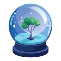 Delightful Snow Globe Planter With A Small Tree vector
