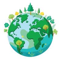 Charming Globe Planter Featuring Forests On Continents vector