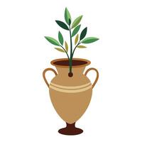 Charming Amphora Planter Featuring An Olive Tree vector