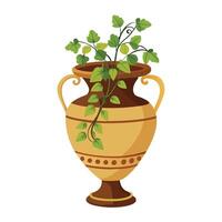 Greek Amphora Vase Planter With Ivy Cascading Down vector